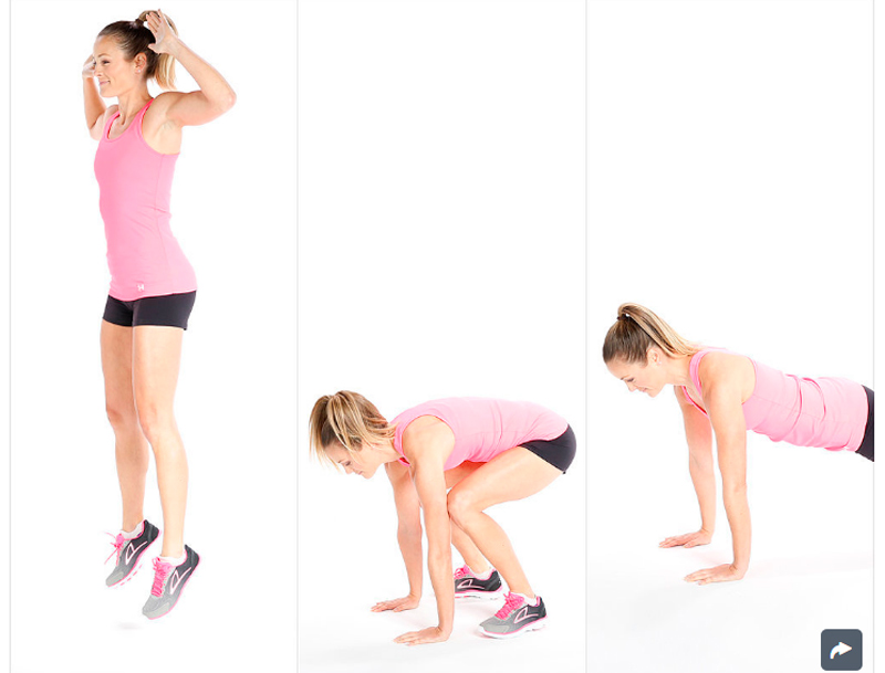 mujer saltando burpee