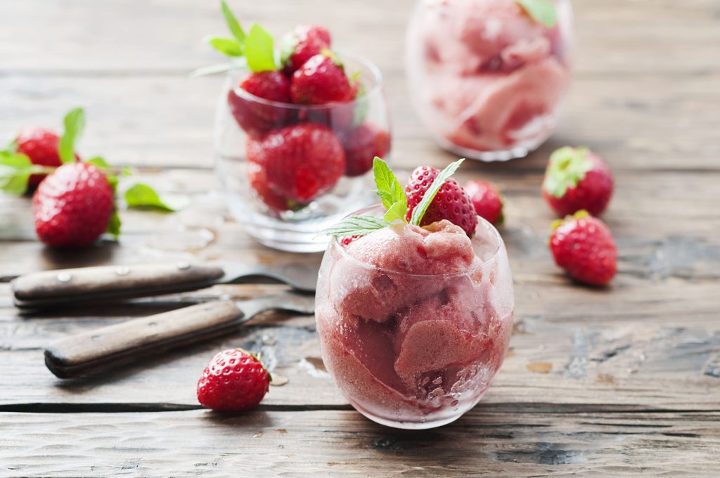 strawberry and banana sorbet